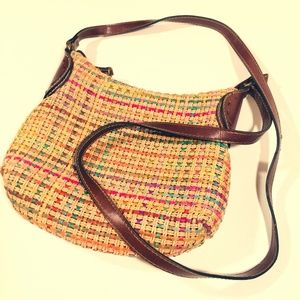 Vintage Fossil Straw Shoulder Bag
